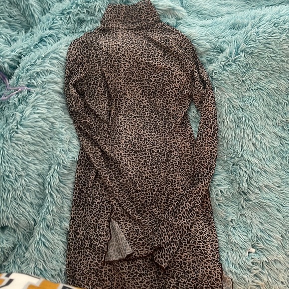 SHEIN Dresses & Skirts - Leopard mesh dress w split sleeves